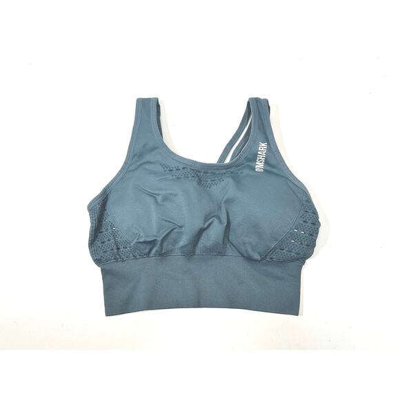 Gymshark Energy+ Seamless Crop Top Blue Stone Sz Small Brand New - Picture 2 of 7